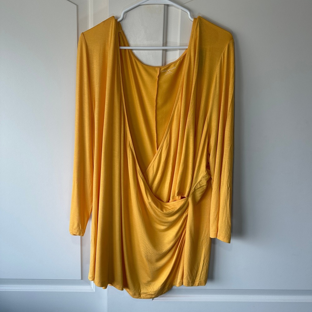 NWT Lane Bryant Illusion Collection Wrap Top Orange Long Sleeve‎ Plus Size 26/28
